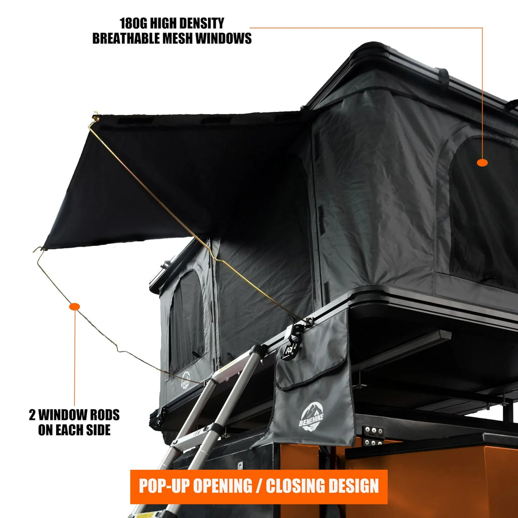 Premium XL ABS Hard Shell with Side Open Rooftop Tent, 3 to 5 Person, Rack Mounted 750+ lbs.