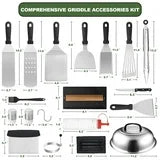 35PCS Griddle Accessories Kit, Flat Top Grill Accessories Set for Blackstone, Grill Spatula Set with Enlarged Spatulas,Basting Cover,Scraper