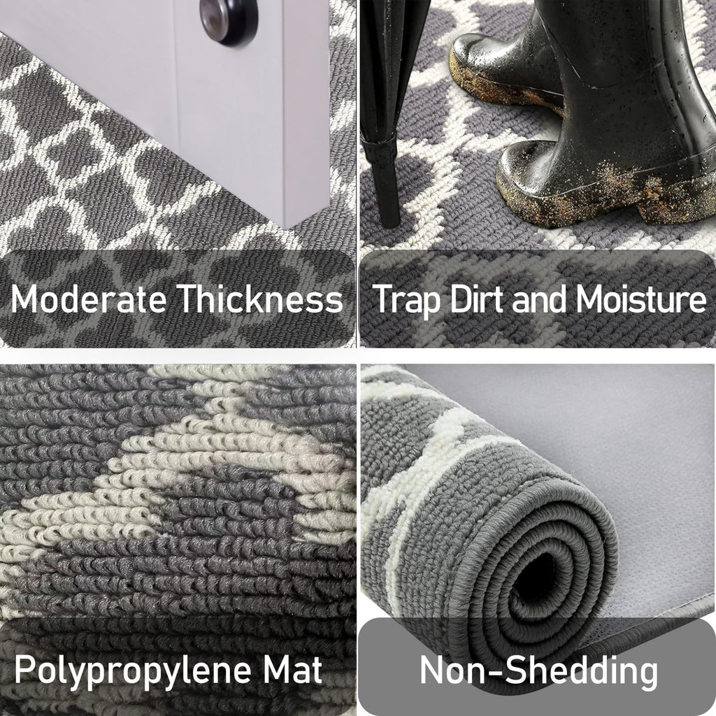 Yamaziot 20"x59" Runner Rug for Hallway Non Slip Carpet Washable Heavy Duty Kitchen Rugs, Door Mat Dirt Trapper Mat, Gray