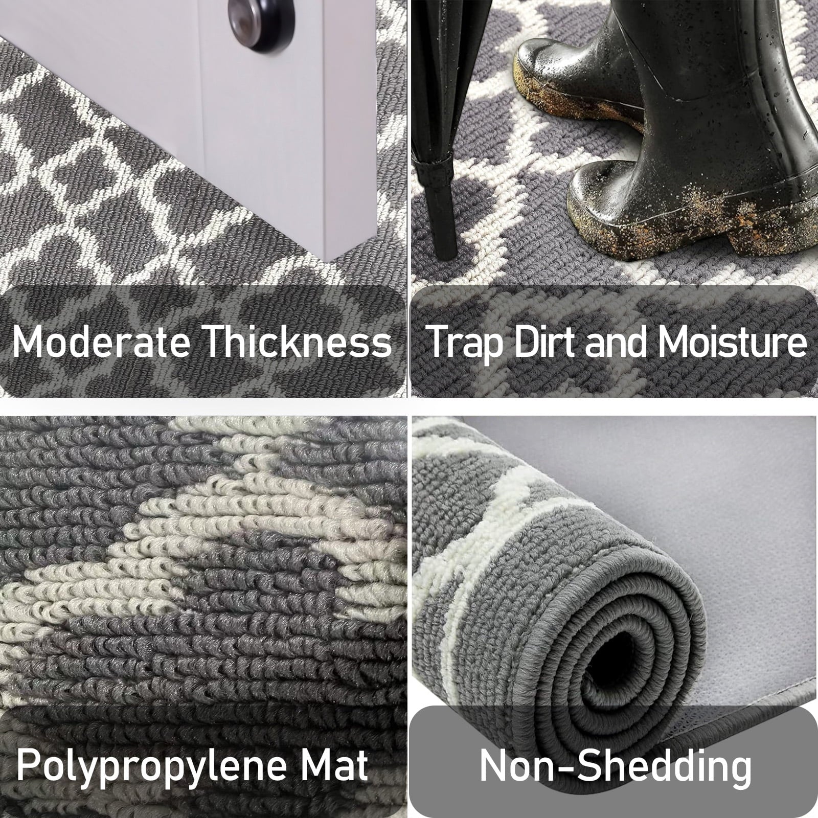 Yamaziot 20"x59" Runner Rug for Hallway Non Slip Carpet Washable Heavy Duty Kitchen Rugs, Door Mat Dirt Trapper Mat, Gray