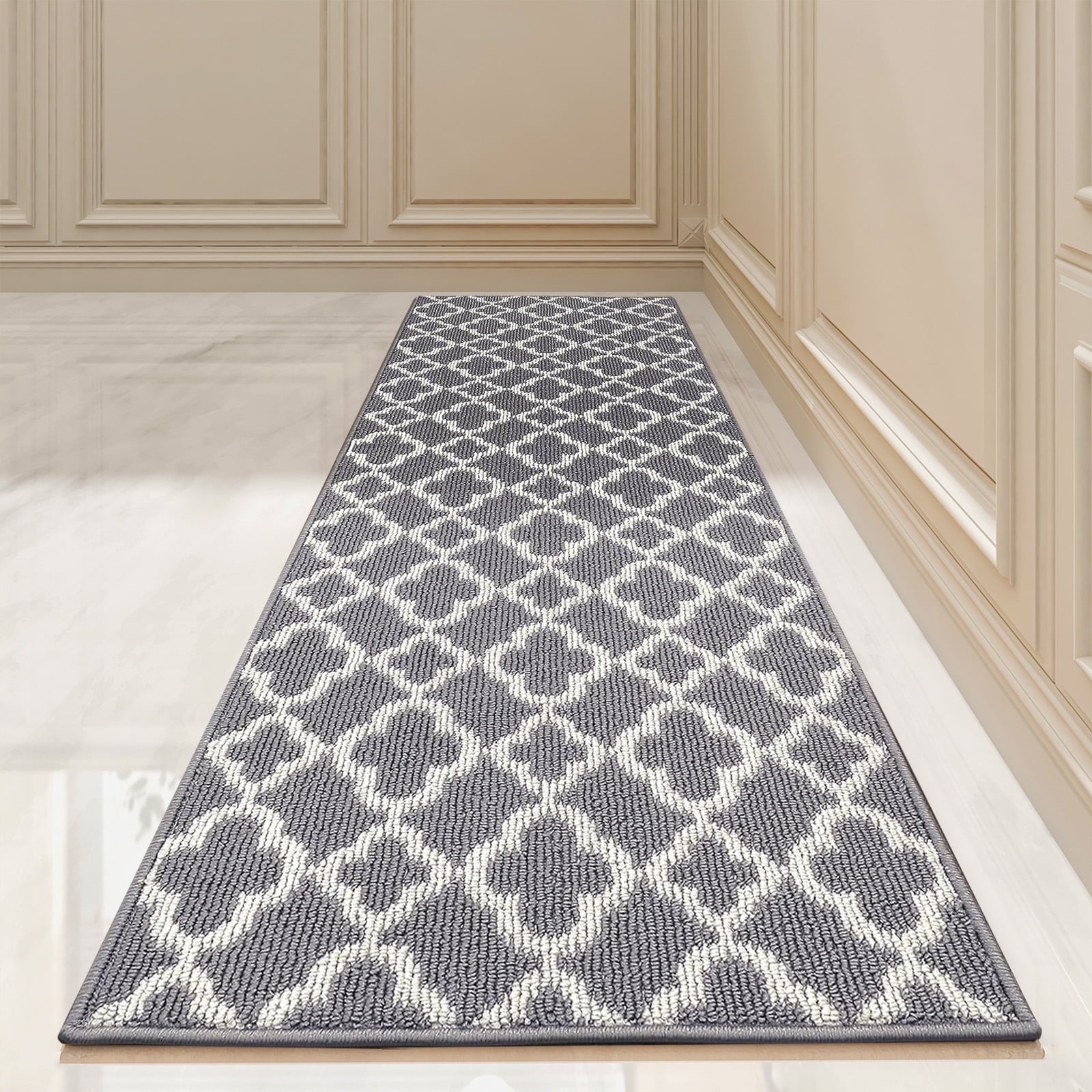 Yamaziot 20"x59" Runner Rug for Hallway Non Slip Carpet Washable Heavy Duty Kitchen Rugs, Door Mat Dirt Trapper Mat, Gray