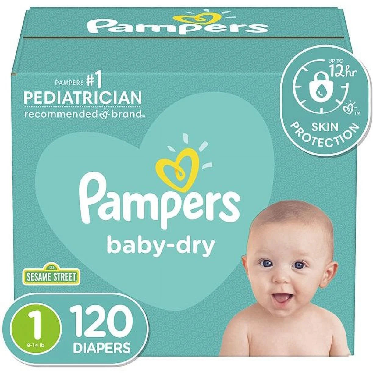 Diapers Newborn/Size 1 (8-14 lb), 120 Count - Pampers Baby Dry Disposable Baby Diapers, Super Pac