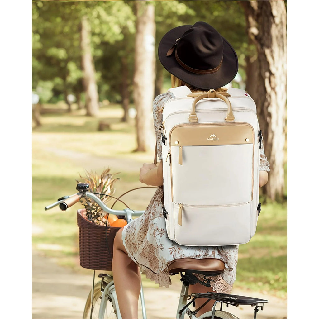 Matein Carry on Backpack, 52L Expandable Travel Backpacks with 2 Packing Cubes, USB Charging Port and Shoes Compartment for Women