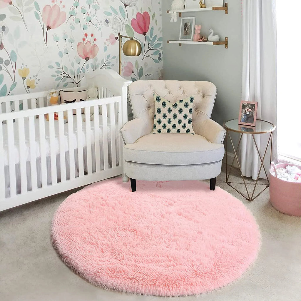 Sanmadrola Super Soft Fluffy Indoor Area Rugs 4x4 Feet, Fuzzy Rugs for Bedroom Living Room, Shaggy for Nursery Baby Room Kids Rugs, Furry Rug Shag Carpet for Boys Girls Dorm Room