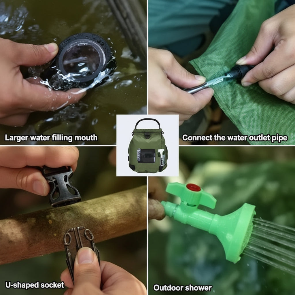 FANRUINA 2 Pack Pop Up Privacy Tent Camping Shower Set 5 Gallon Solar Shower Bag Waterproof Instant Setup For Hiking Fishing Beach Use Green Outdoor Shower Tent