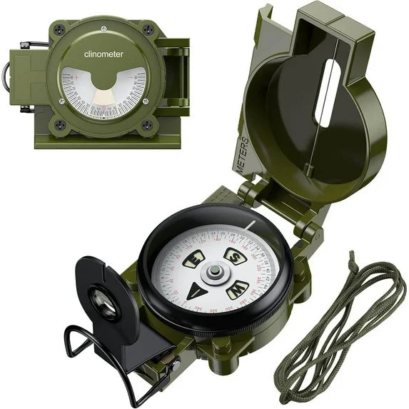 Hiking Compass with Clinometer, Strong Magnetic Intensity 3000 Gauss Professional Military Compass Waterproof Lensatic Compass with Carry Bag, Survival Compass for Hiking Camping Hunting (No ratings yet)