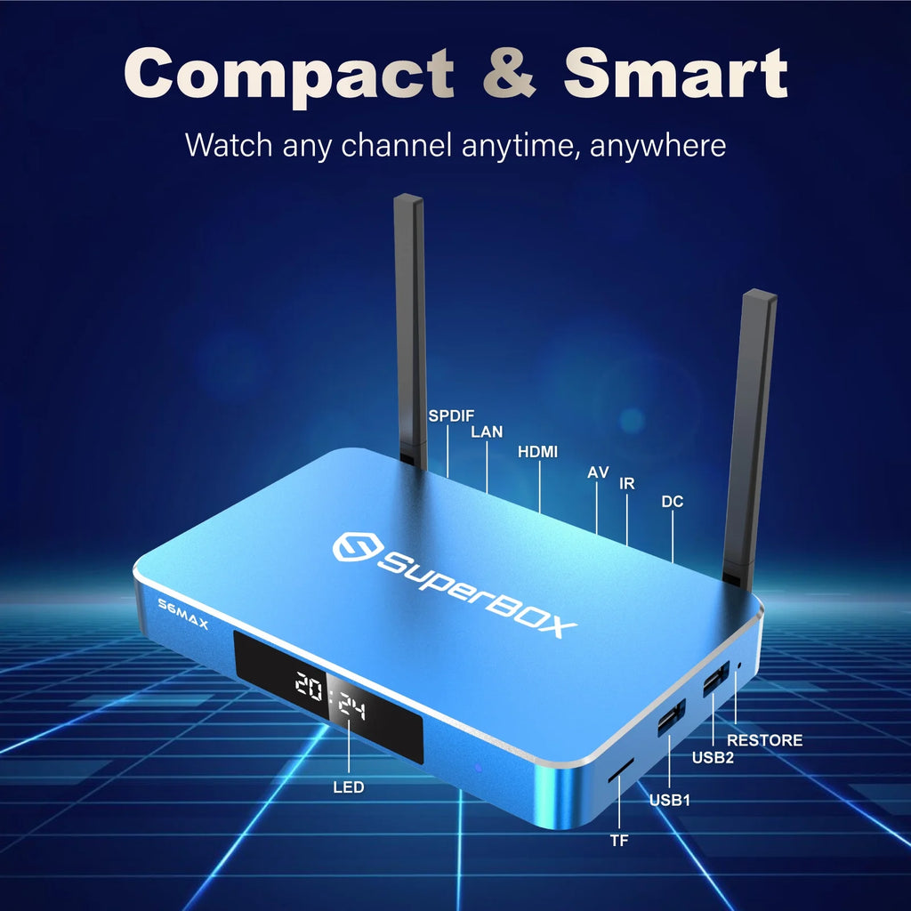 SuperBox S6 MAX Fully Loaded,2025 Newest Pack,4G+64G Powerful Smart Box,Time Shift, Parental Control Time,Super Powerful TV Box with Voice Remote Control,Ideal for Home