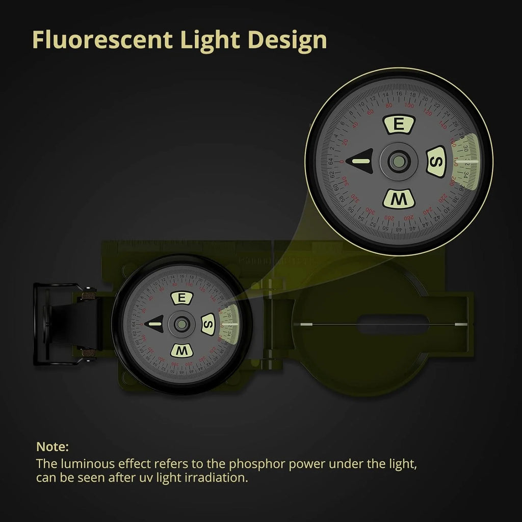 Hiking Compass with Clinometer, Strong Magnetic Intensity 3000 Gauss Professional Military Compass Waterproof Lensatic Compass with Carry Bag, Survival Compass for Hiking Camping Hunting (No ratings yet)