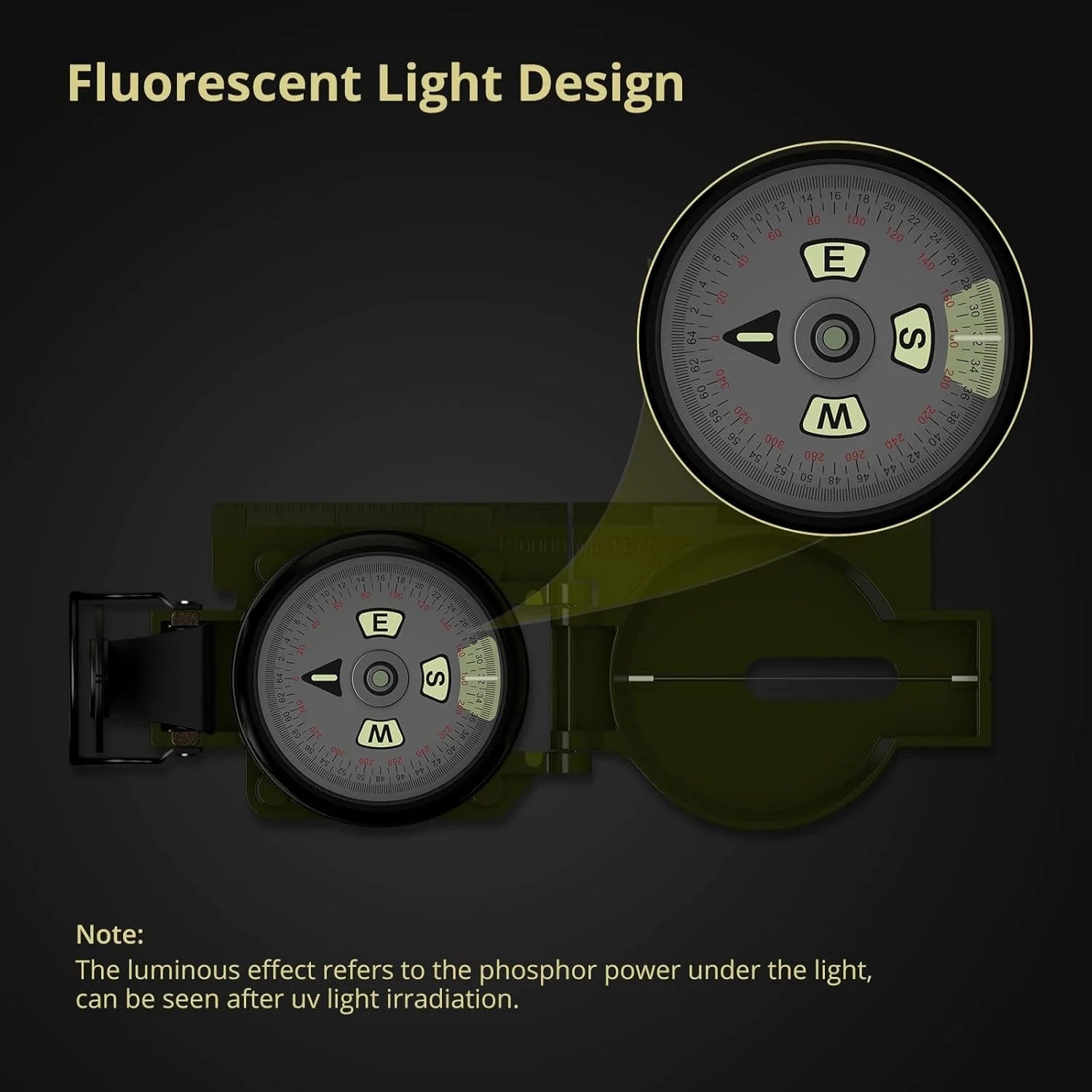 Hiking Compass with Clinometer, Strong Magnetic Intensity 3000 Gauss Professional Military Compass Waterproof Lensatic Compass with Carry Bag, Survival Compass for Hiking Camping Hunting (No ratings yet)