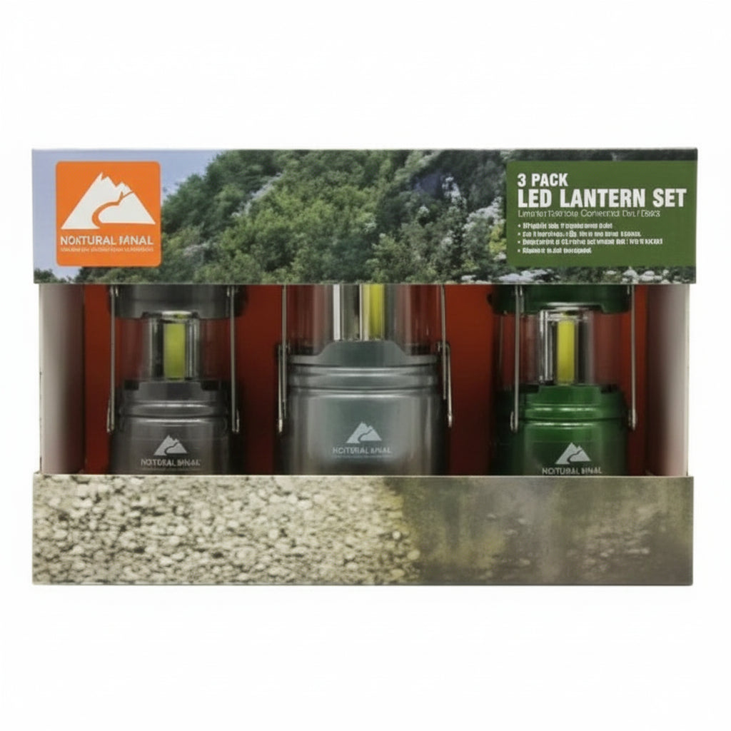 Ozark Trail LED Camping Lanterns 3 Pack with AAA & AA Batteries