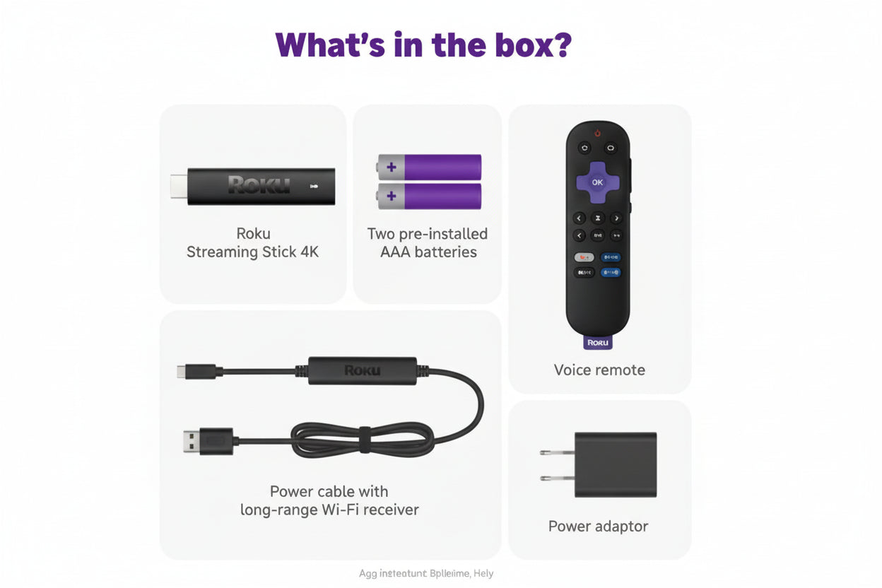 Roku Streaming Stick 4K - HDR & Dolby Vision Roku Streaming Device for TV with Voice Remote & Long-Range Wi-Fi - Free & Live TV