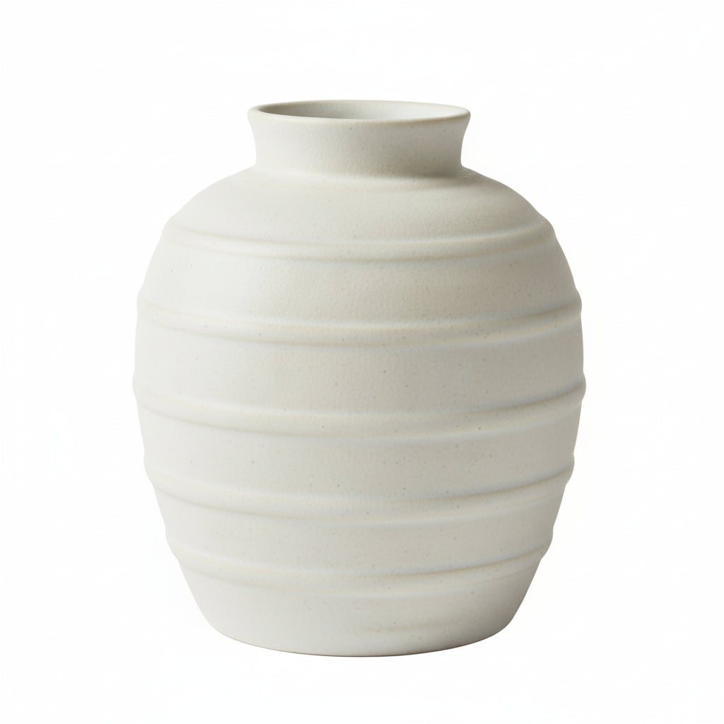 Better Homes & Gardens White 8-Inch Textured Ribbed Ceramic Vase